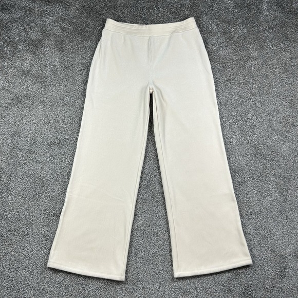 NEW Marine Layer Velour Corduroy Wide leg Pants Womens Large Cream Comfort - Picture 1 of 12